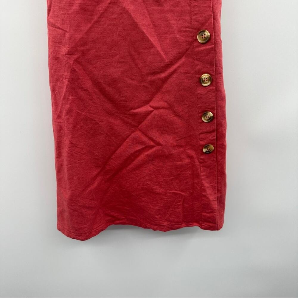Lulus Louetta Button-Down‎ Tie Back Sleeveless Mini Dress in Rust Red Size M - Picture 5 of 11